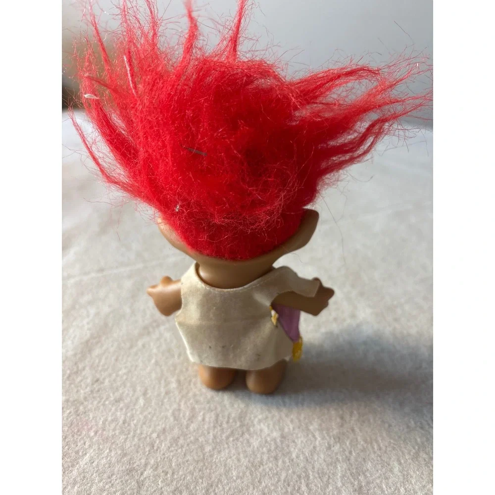 Vintage Ace Novelty Troll Doll Red Hair Brown Skin Purple Vest‎ Gemstone